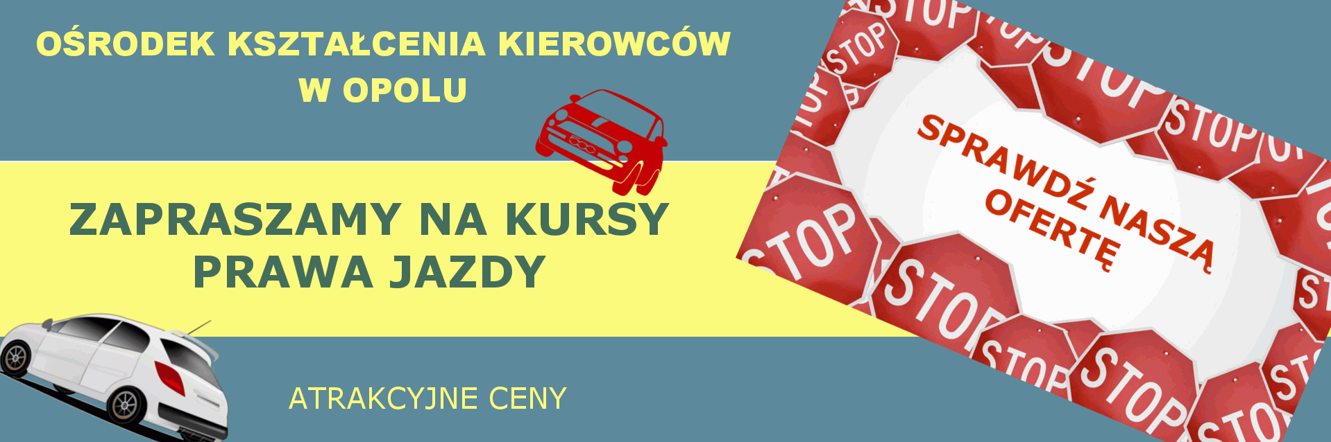 Zapraszamy na kursy prawa jazdy - baner